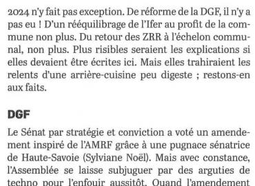 Article de l'association des Maires ruraux de France qui reprend mon combat sur la DGF